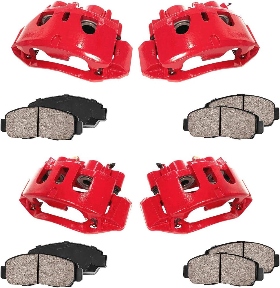 Red Loaded Calipers with Ceramic Brake Pads and Hardware Kit N70739