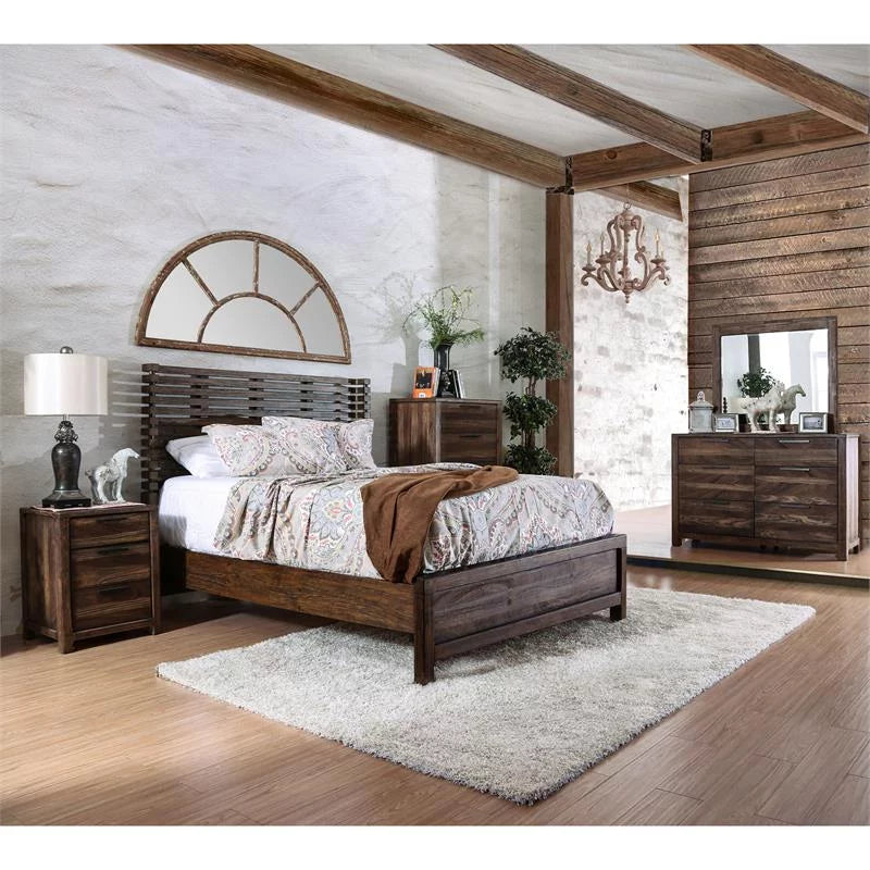 Solid Wood 6-Drawer Dresser in Rustic Natural Tone E4579