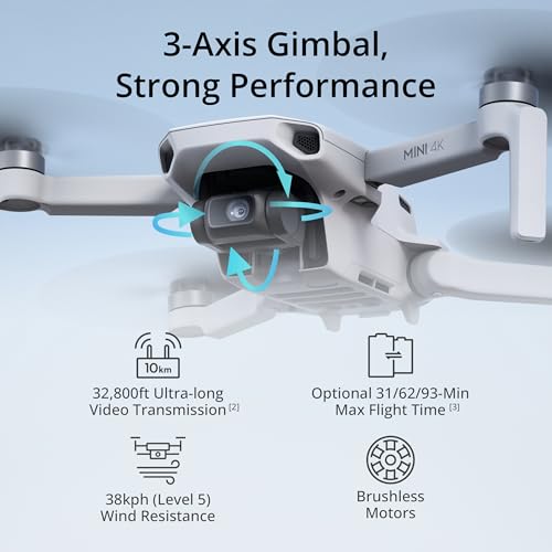 Drone with 4K UHD Camera, Under 249 g, 3-Axis Gimbal Stabilization, 31-Min Max Flight Time B166