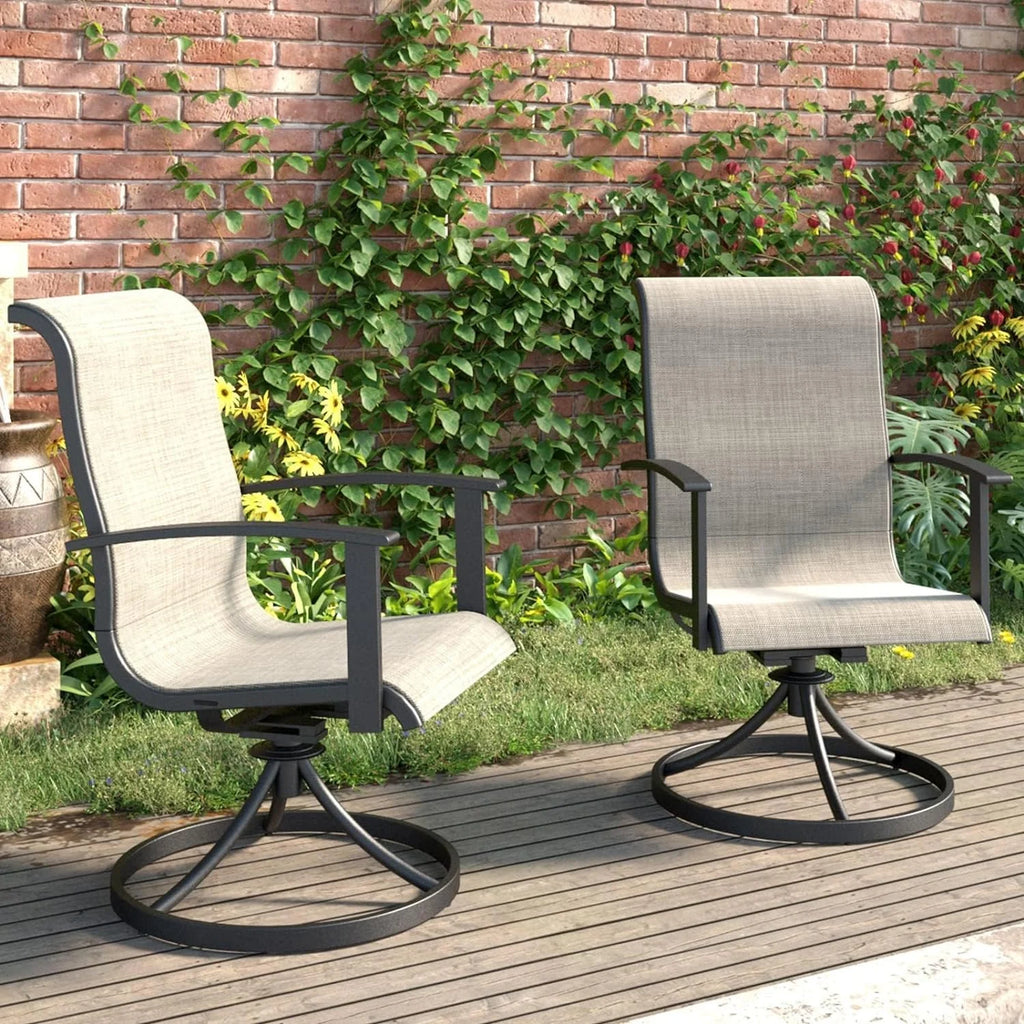 Outdoor Swivel Rocking Chairs Set of 2 Metal Frame A837