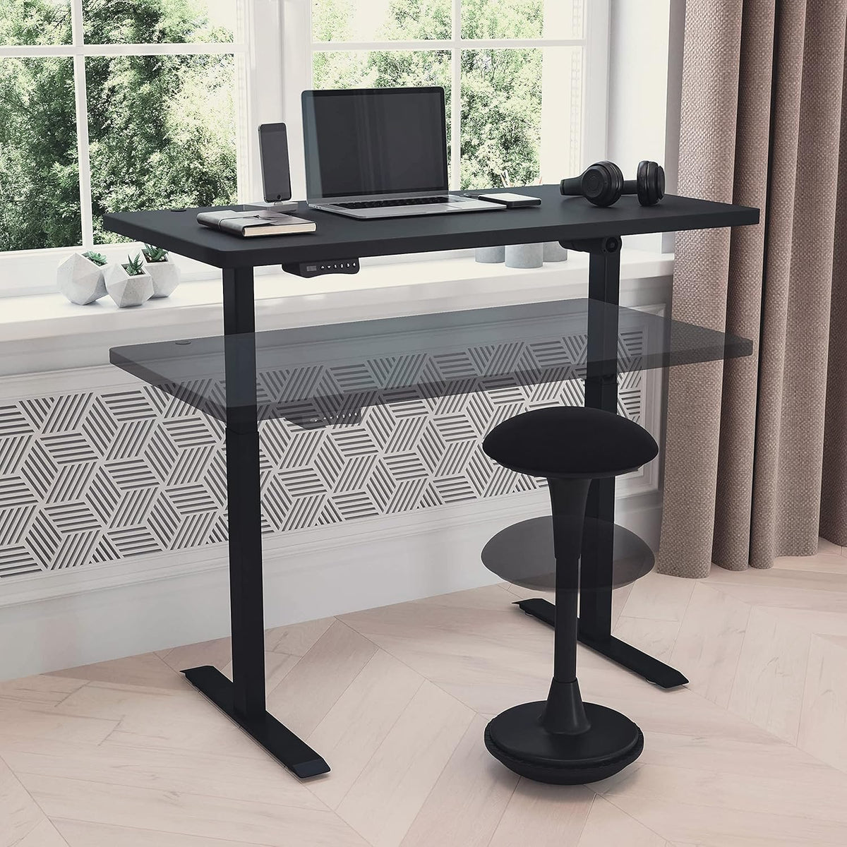 Black Push Button Height Adjustable Collaborative Stool W2574