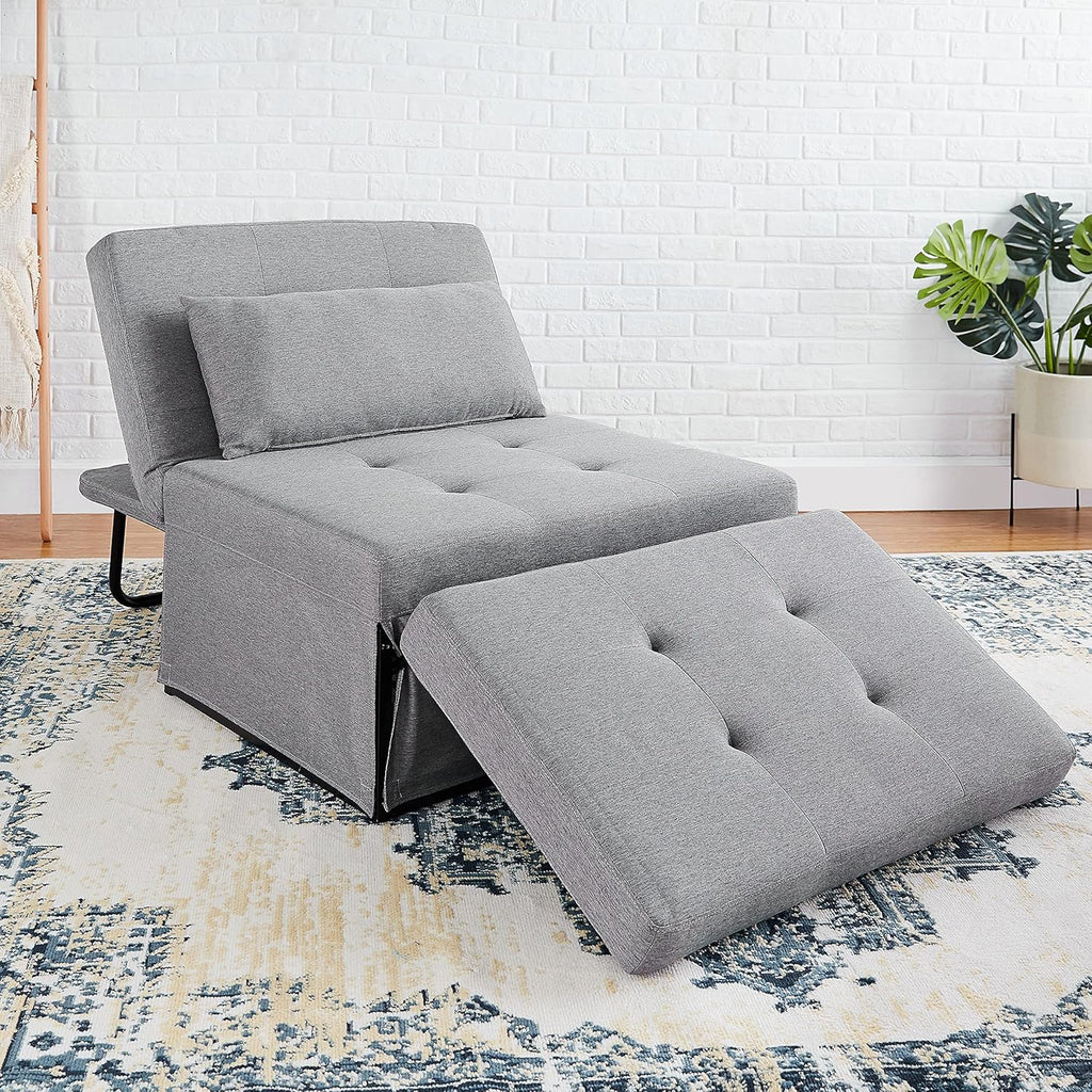 Grey Folding Ottoman Sleeper Sofa Bed F256