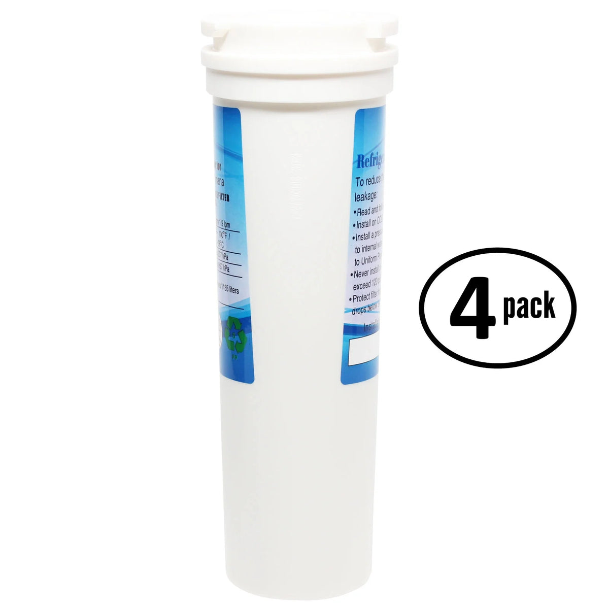4-Pack Replacement Water Filter Cartridge for Refrigerator X289943