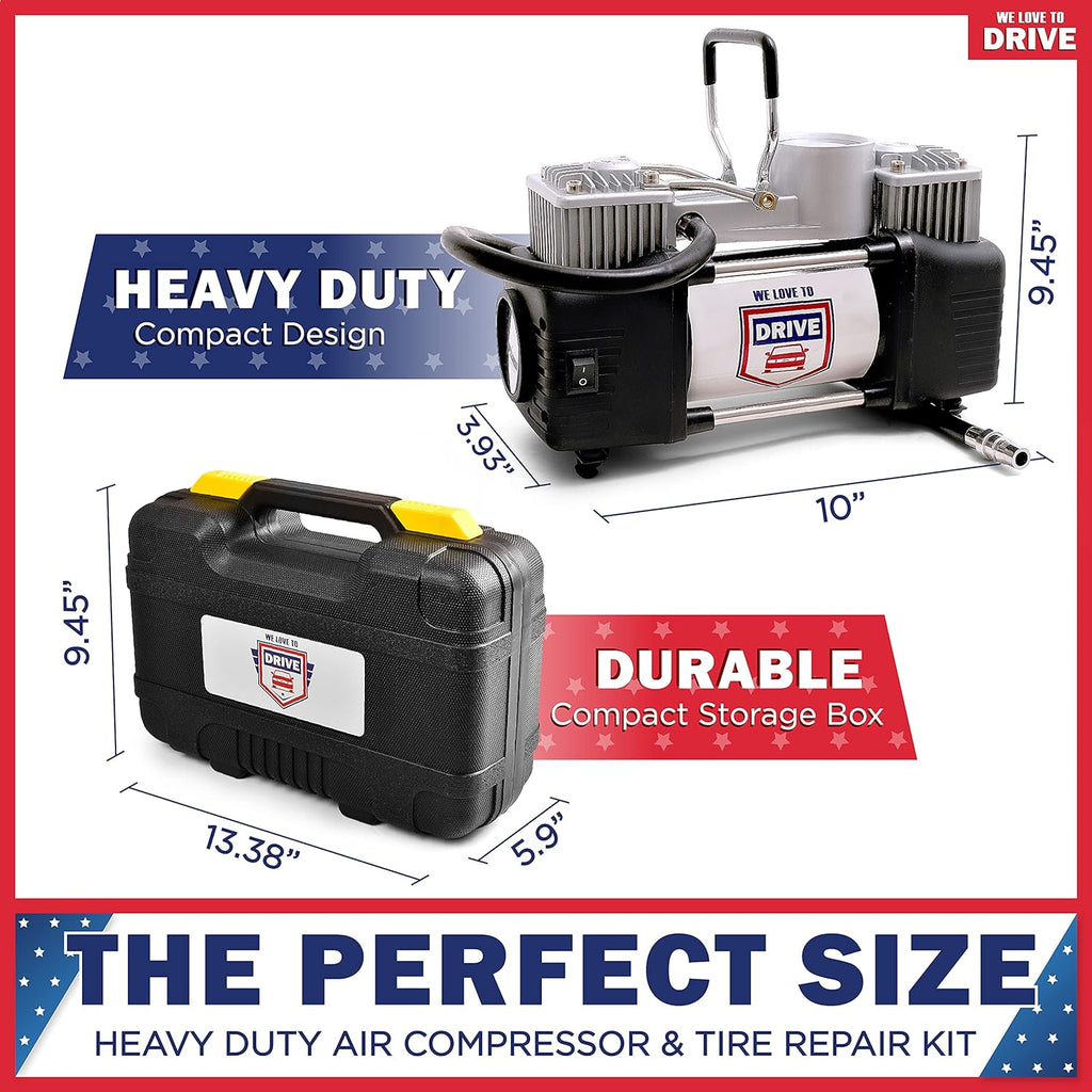 12V DC Portable Air Compressor Tire Inflator with 150 PSI Gauge & Carry Case B198013