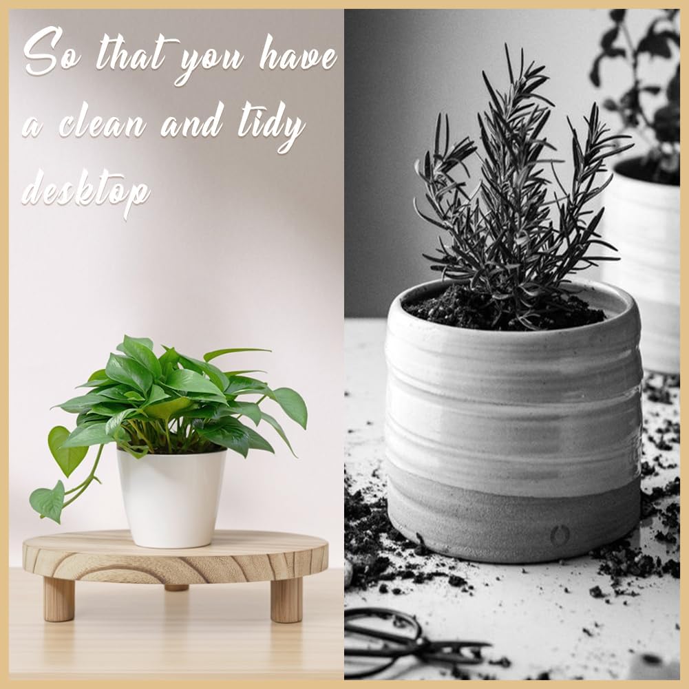 2 Pcs Wood Plant Stand Round Riser Flower Pot Holder C19978