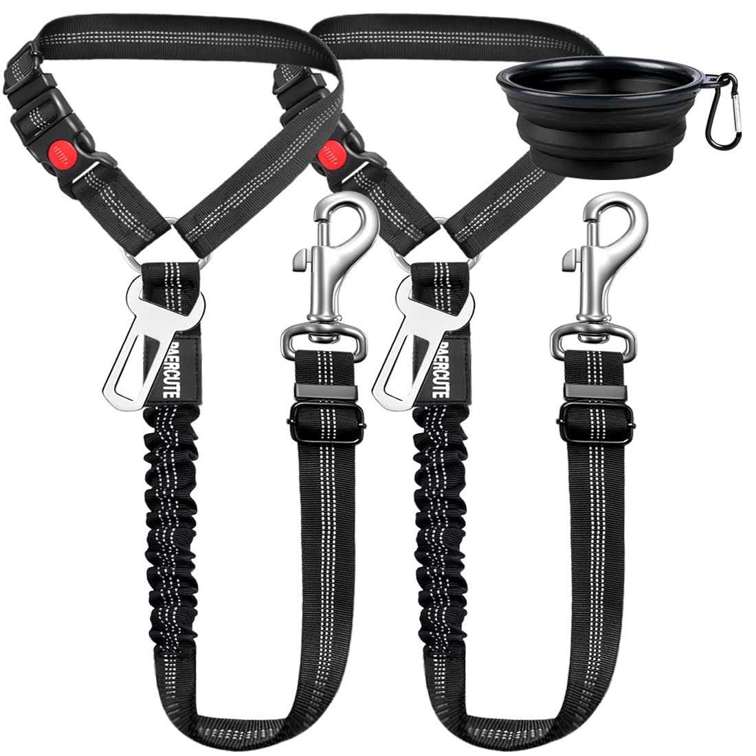 3 Piece Set Dog Car Seat Belt Adjustable with Elastic Bungee Buffer H321