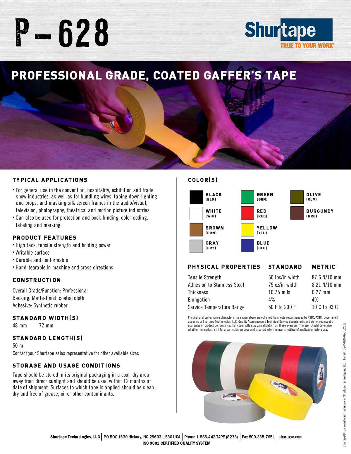 White Gaffers Tape 48mm x 50m Case of 24 Rolls B153