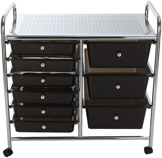 Black 9 Drawer Rolling Storage Cart U1346
