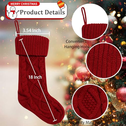 18" Cable Knit Christmas Stockings 6-Pack W8228