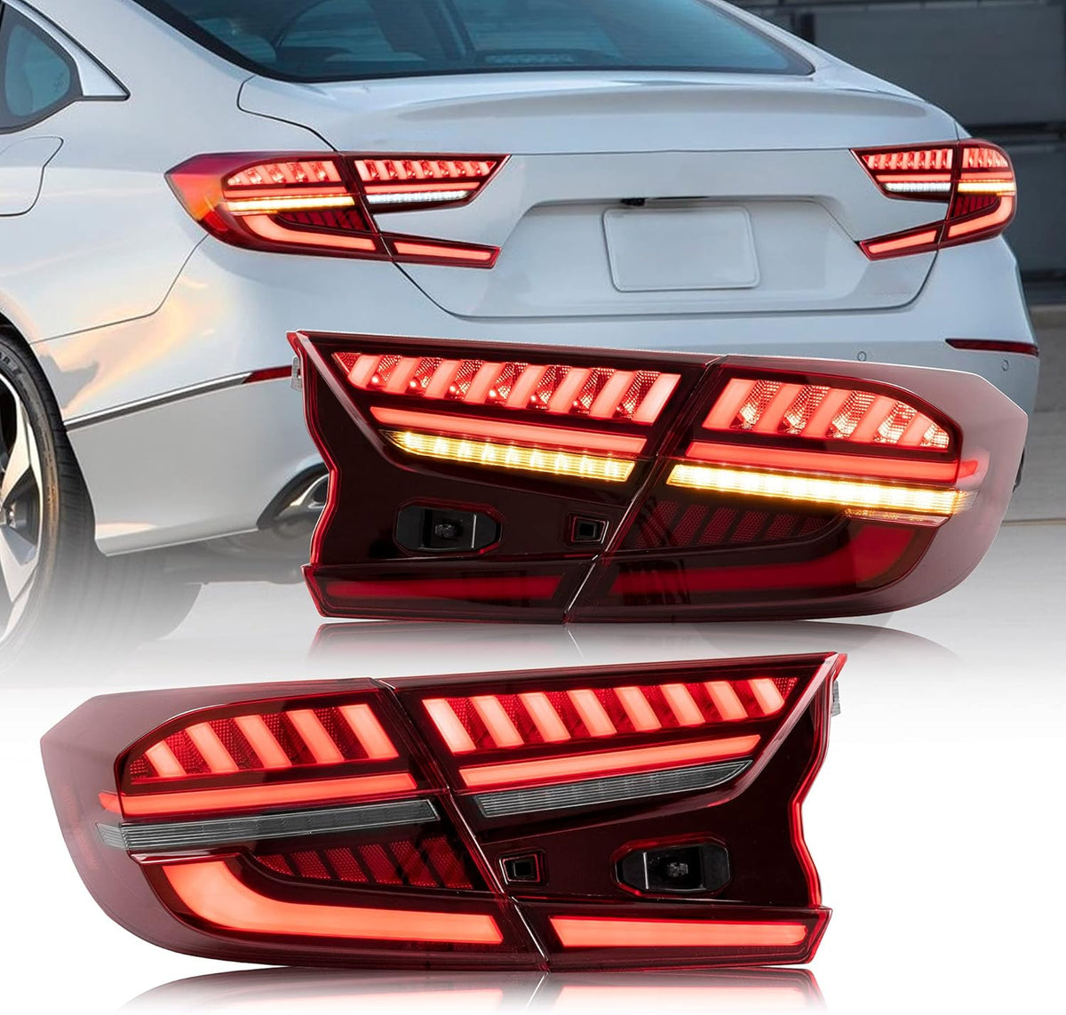 Led Tail Lights Compatible with Honda Accord 2018-2020 Smoked Pair R404