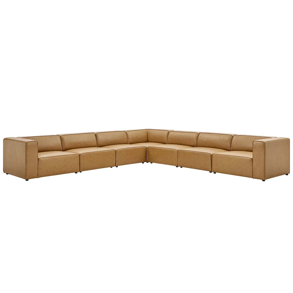 Tan Vegan Leather 7-Piece Sectional Sofa H571