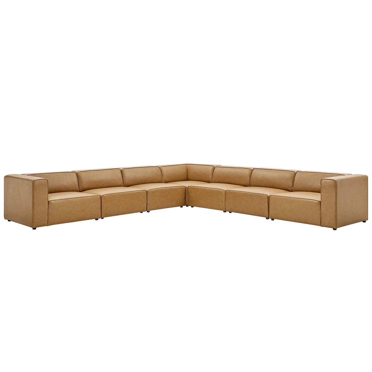 Tan Vegan Leather 7-Piece Sectional Sofa H571