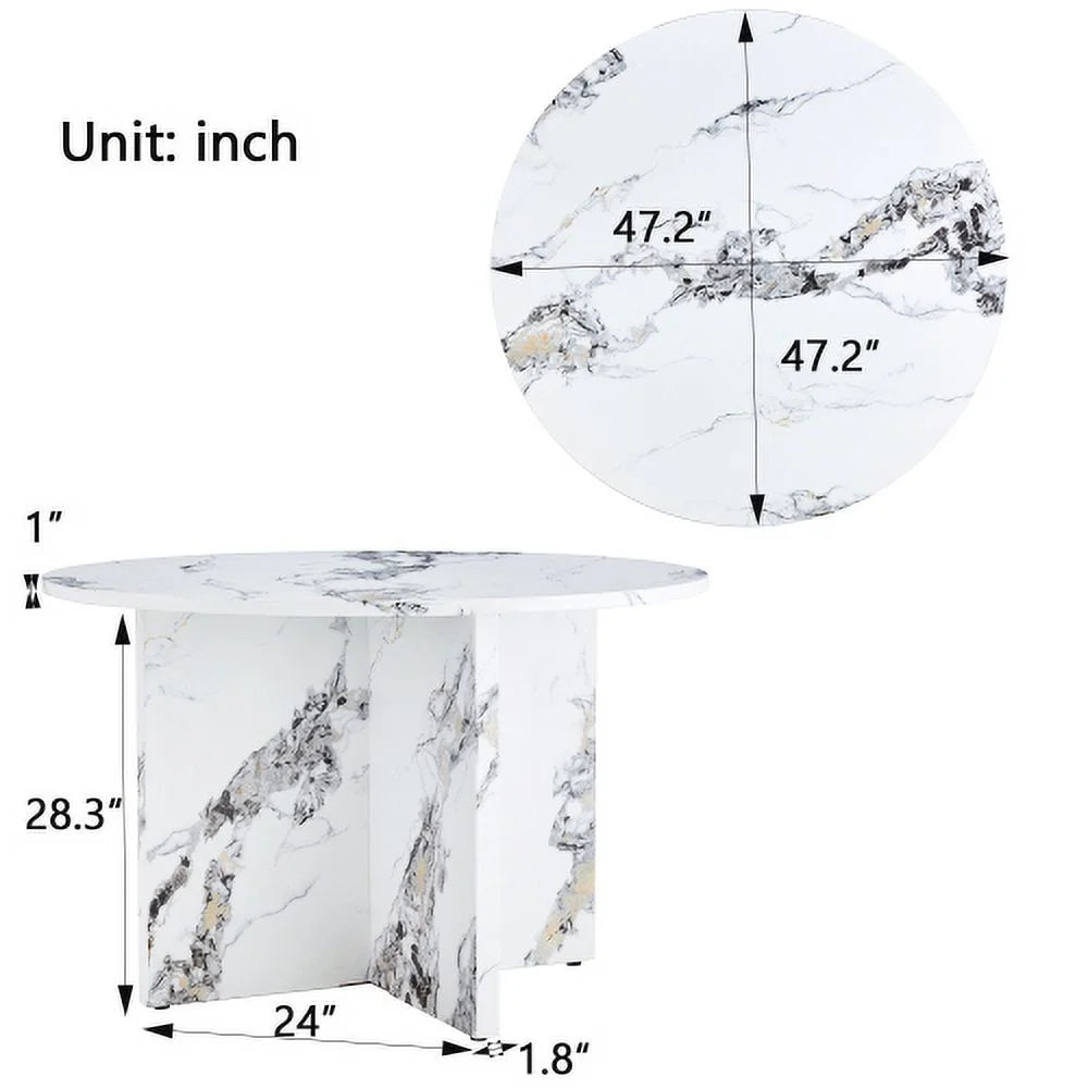 47 Inch Faux Marble Round Dining Table R974