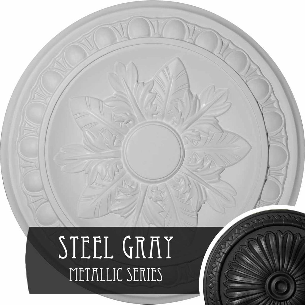 17 3/4x22OD x 1 1/8x22P Ceiling Medallion, Hand-Painted Steel Gray L714