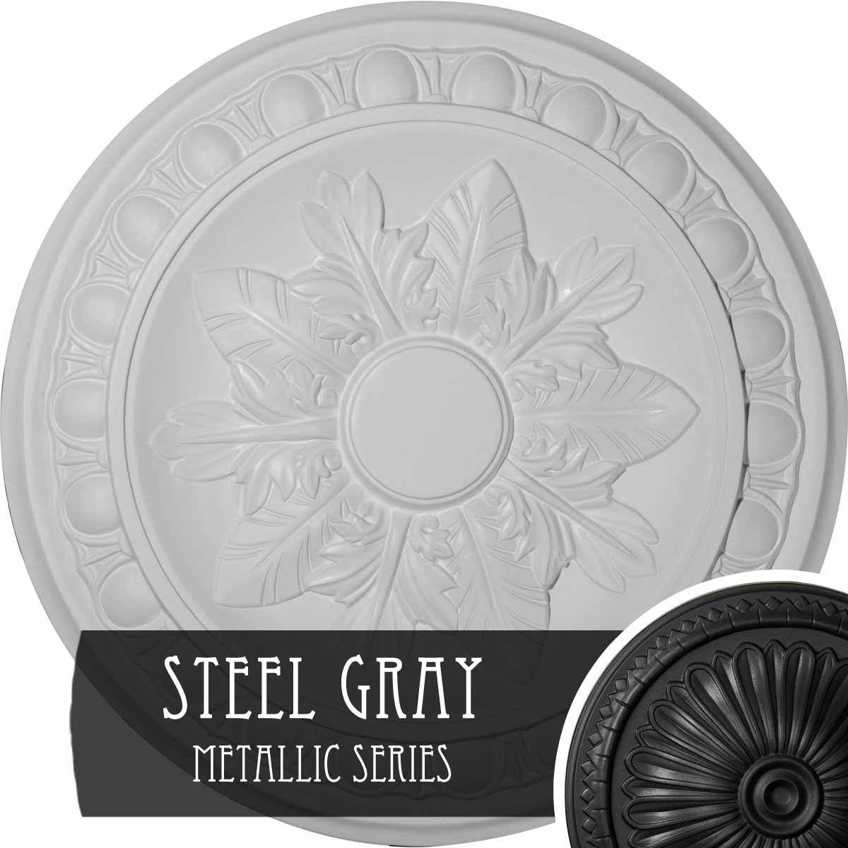 17 3/4x22OD x 1 1/8x22P Ceiling Medallion, Hand-Painted Steel Gray L714