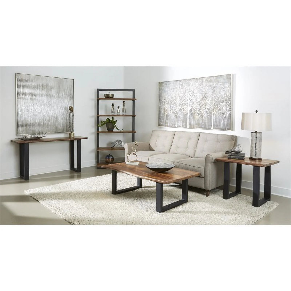 Wood and Metal End Table E883