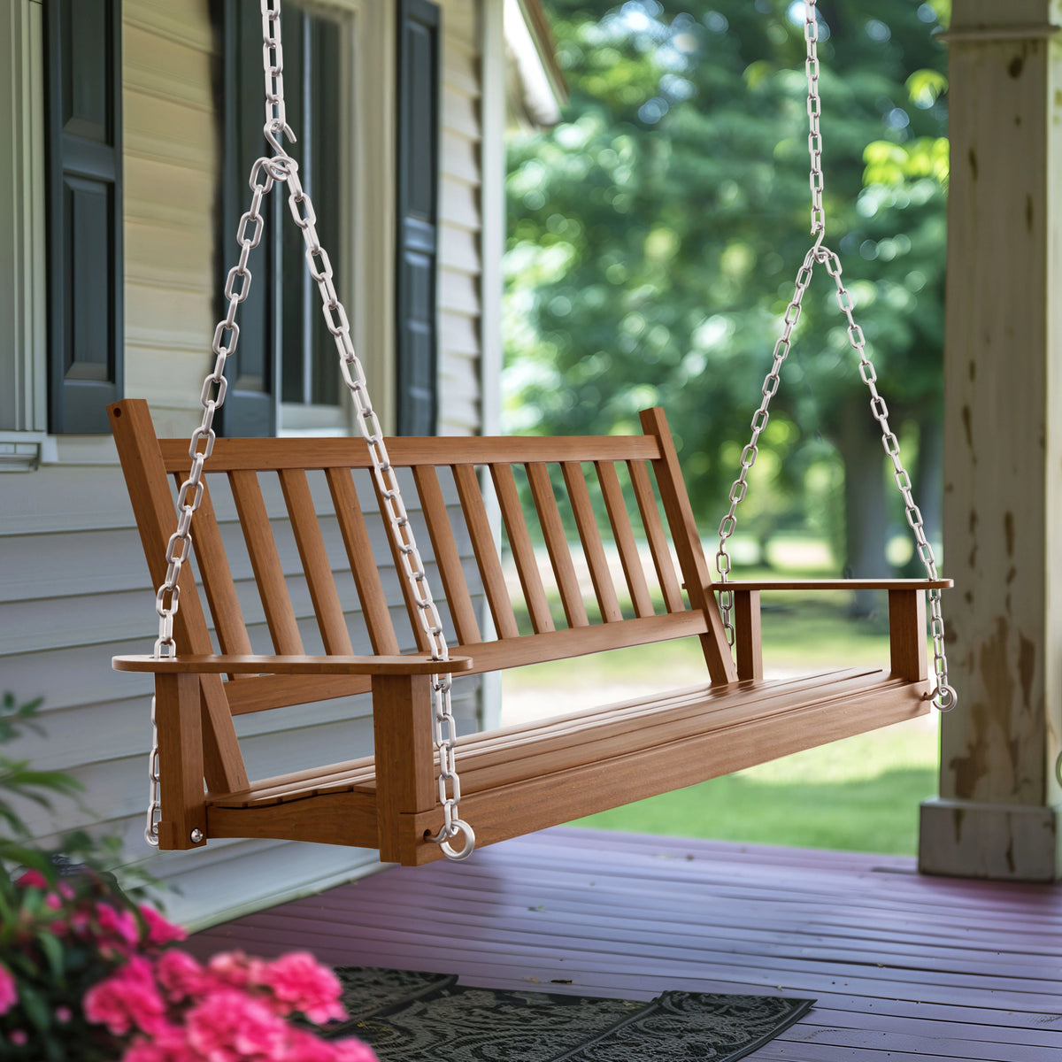 2-Seat Hanging Wooden Porch Swing I747038