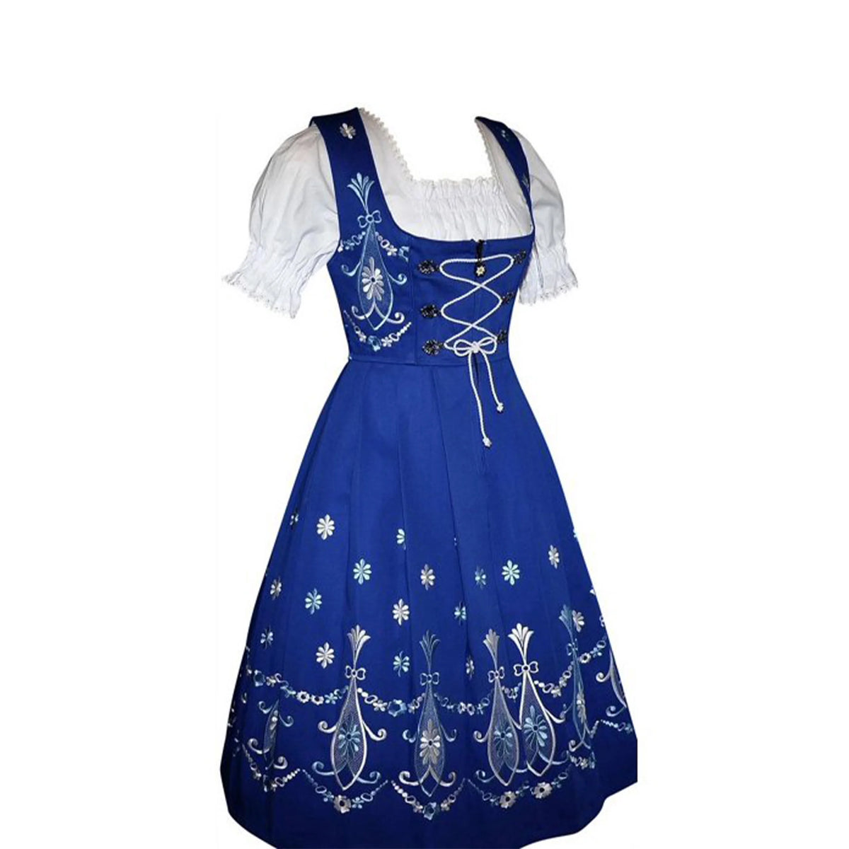 Blue Cotton 3 Piece Dirndl Dress A101406