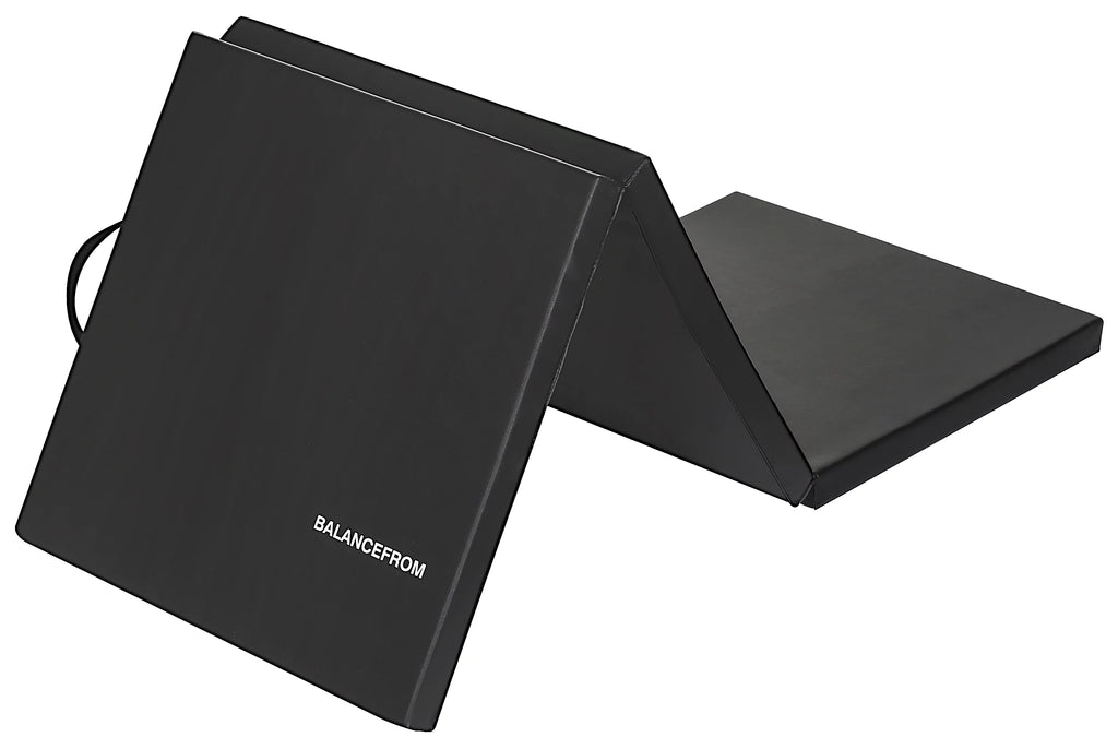 6 Ft. x 2 Ft. x 2 In. Three Fold Folding Exercise Mat with Carrying Handles, Black X273389