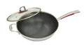34cm Non Stick 3-ply Stainless Steel Wok with Glass Lid Y905