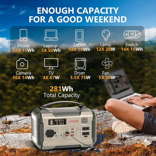 300W Portable Power Station with 2 AC Outlets Y23860