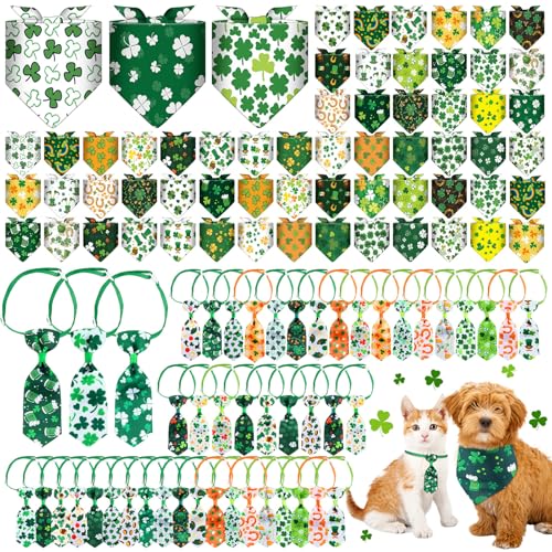 108 Pcs Dog Bandanas Bow Tie Set Plaid Pattern Adjustable Washable Reversible Z522831