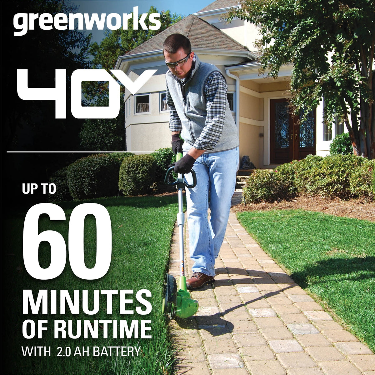 40V Cordless String Trimmer/Edger with 2.0 Ah Battery & Charger J6043