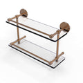 16 inch Tempered Double Glass Shelf with Gallery Rail, Brushed Bronze U849384
