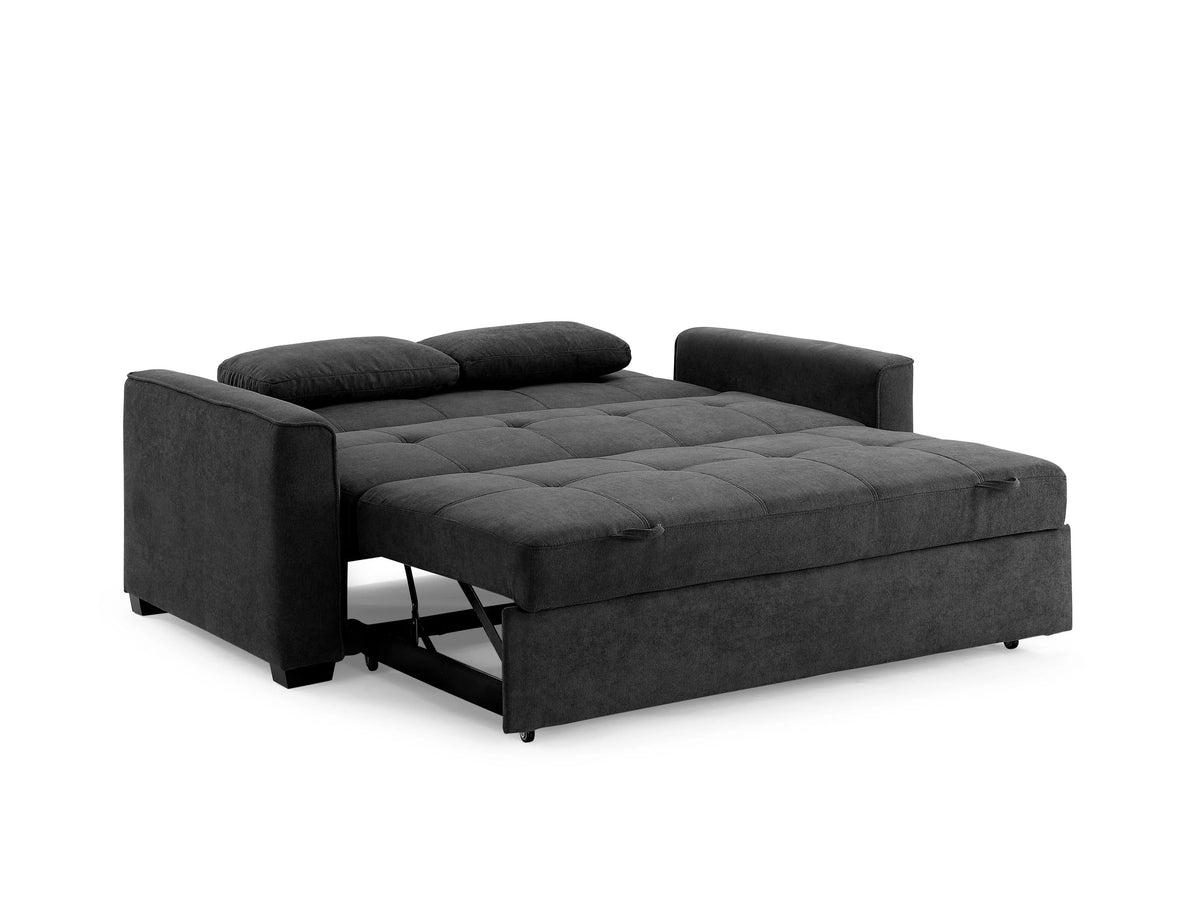 Charcoal Chenille Twin Size Sleeper Sofa with Accent Pillows U788762