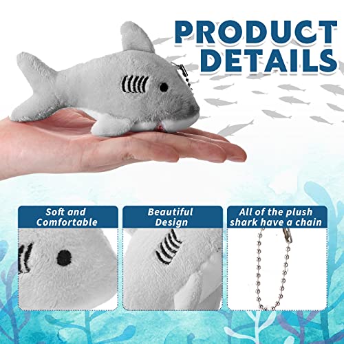 24 Pcs Multicolor Shark Keychain Plush Y112