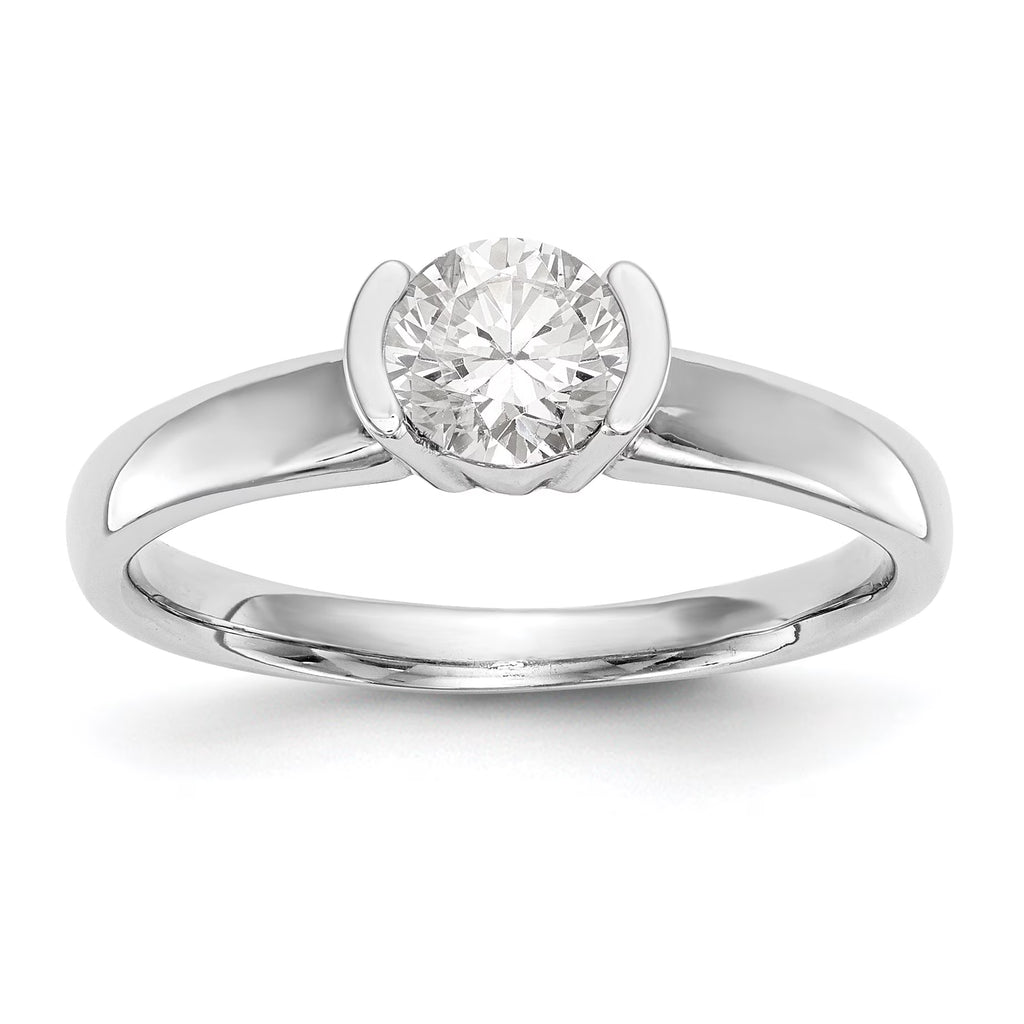 14K White Gold Round Bezel Solitaire Engagement Ring S41456
