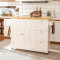 Rolling Kitchen Island Cart with Drop-Leaf Countertop 3 Drawers E56536