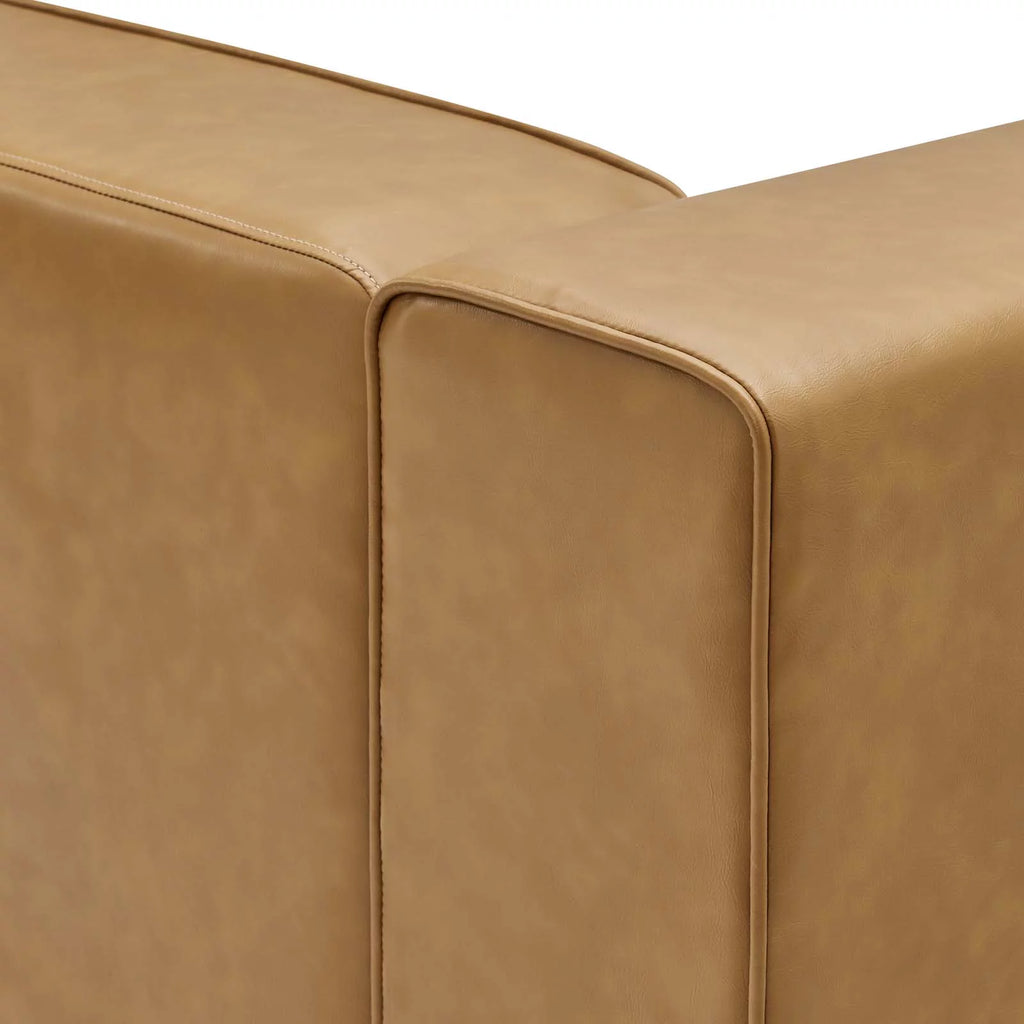 Tan Vegan Leather 7-Piece Sectional Sofa H571