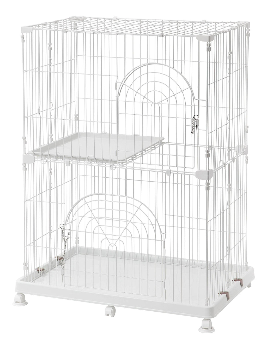 White 2-Tier Wire Cat Cage T9015