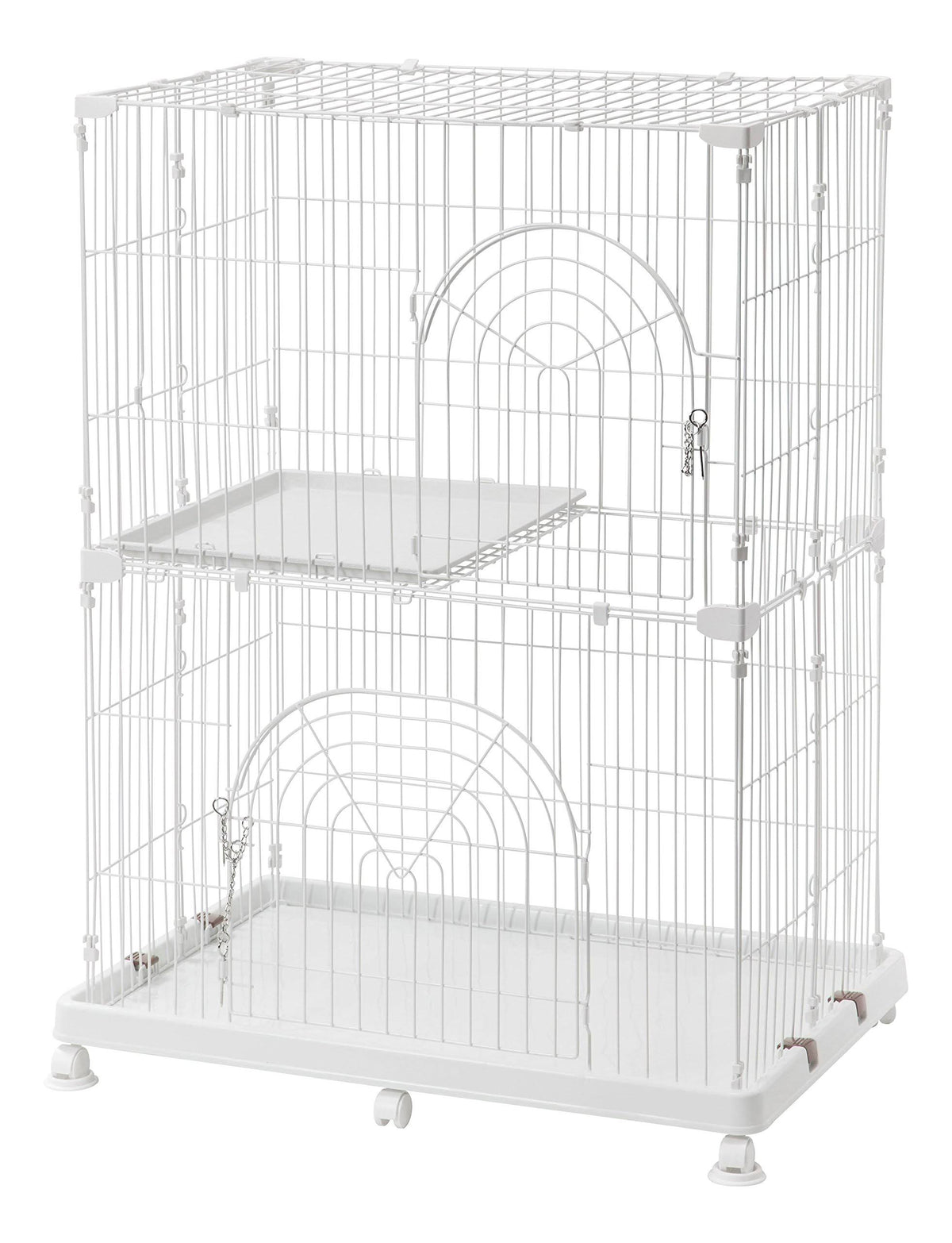 White 2-Tier Wire Cat Cage T9015
