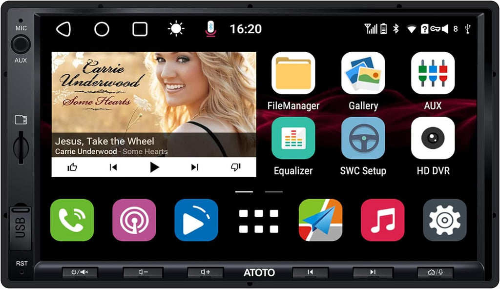10 inch Double-DIN Android Car Stereo with Wireless CarPlay Q130394
