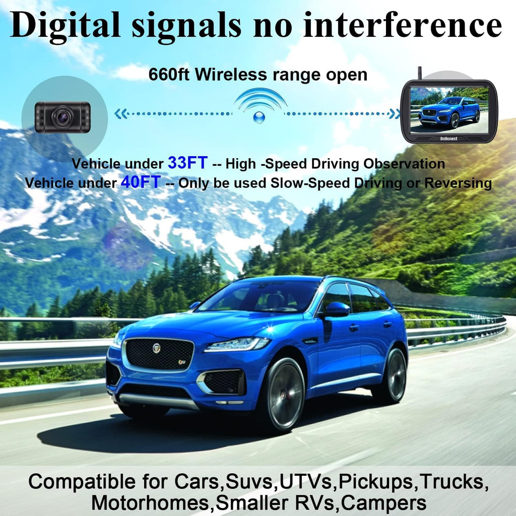Wireless Backup Camera with 5'' Monitor HD 1080P R738