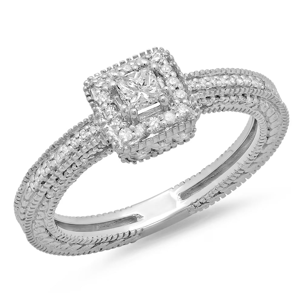 0.60 Carat 14K White Gold Diamond Engagement Ring D9124