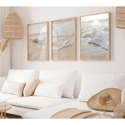 Beach Wall Art Canvas Prints Unframed 12x16 Inch Set of 3 T514594