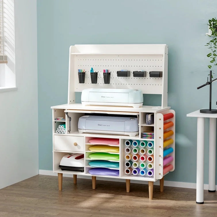 Craft Cabinet with Pegboard and Vinyl Roll Holders H200345