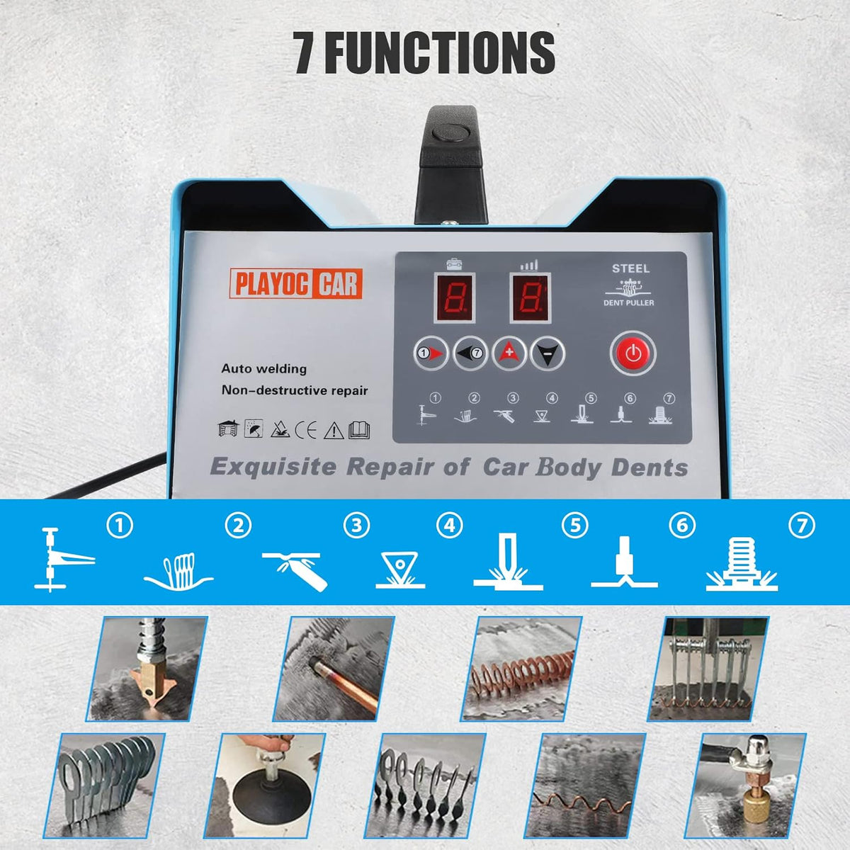110V 3800A Stud Welding Machine 7 Modes Car Body Dents Repair Tool Kit H33319
