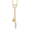 14k Yellow Gold Heart with Cross Necklace 17inch Q845