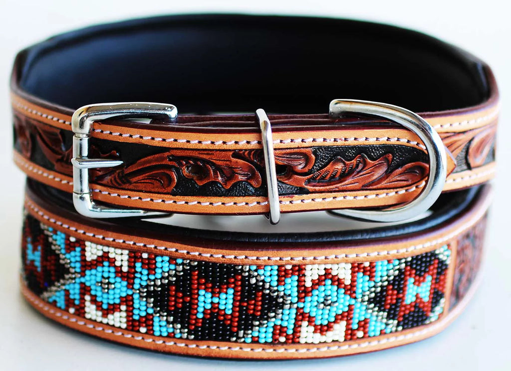 Cow Leather Adjustable Padded Dog Collar Y6252