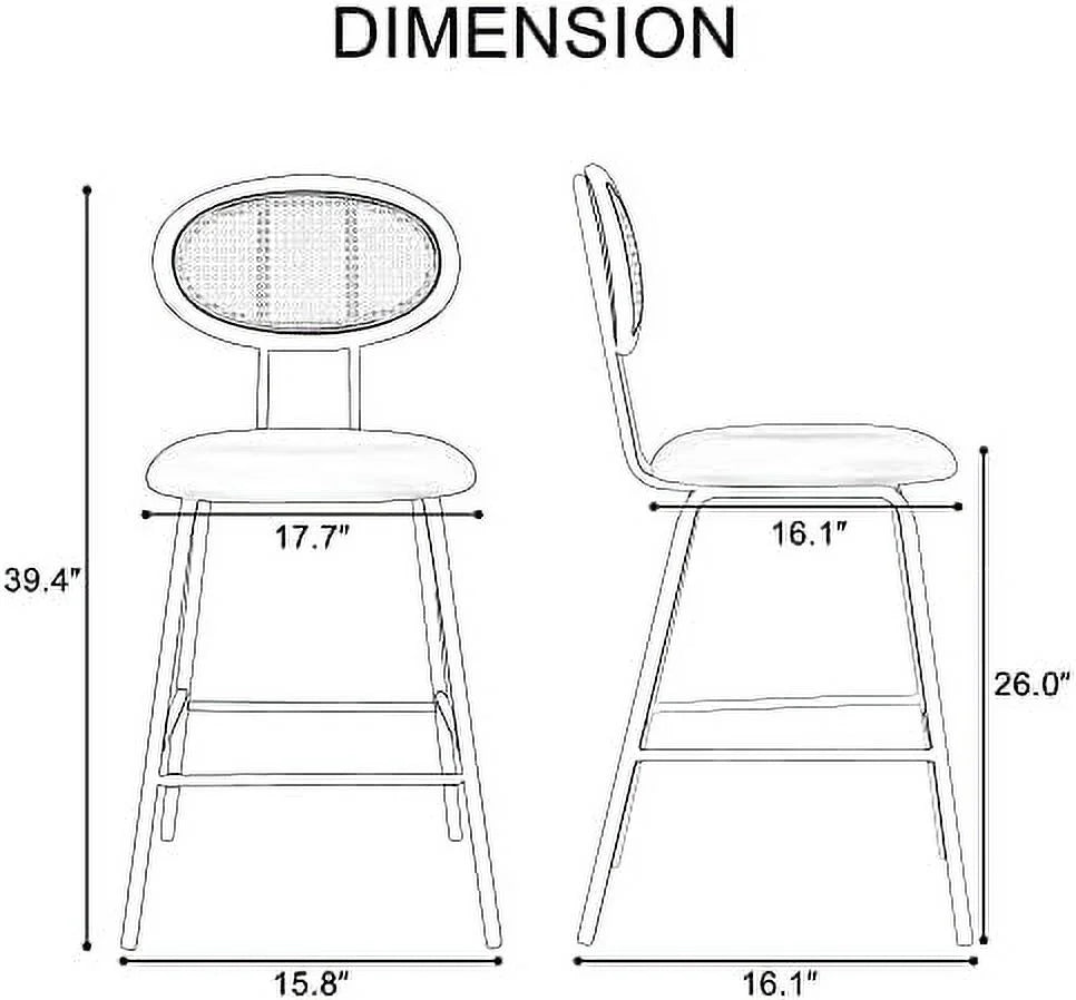 Black Faux Leather Upholstered Barstools Set of 2 with Metal Legs Q75976