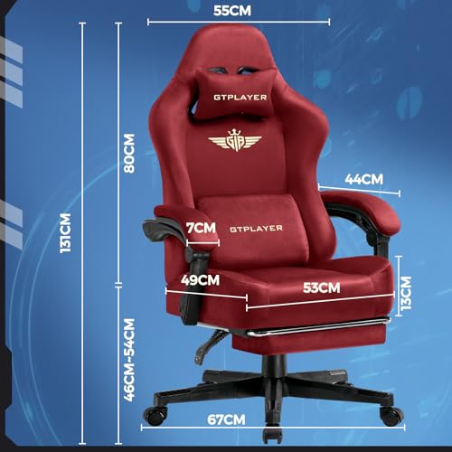 Black Fabric Ergonomic Gaming Chair with Footrest E897
