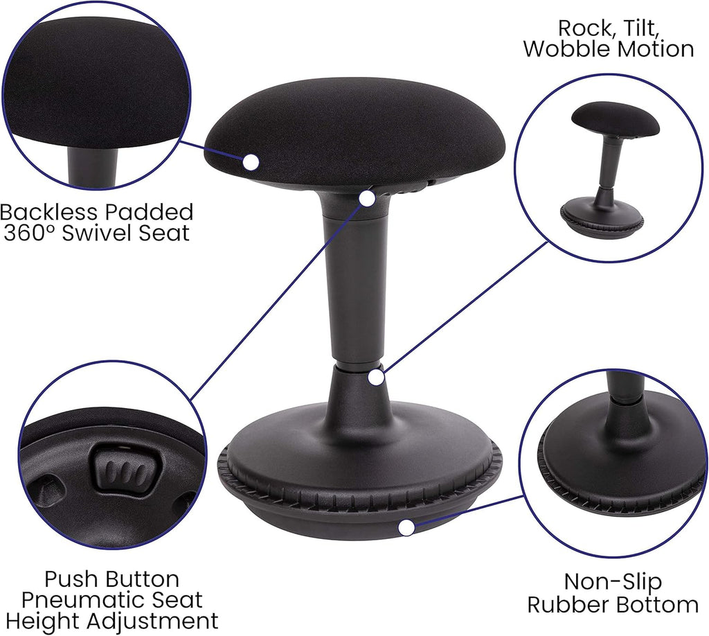 Black Push Button Height Adjustable Collaborative Stool W2574