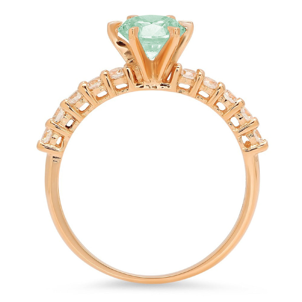 18k Yellow Gold Solitaire Ring with Accents H855
