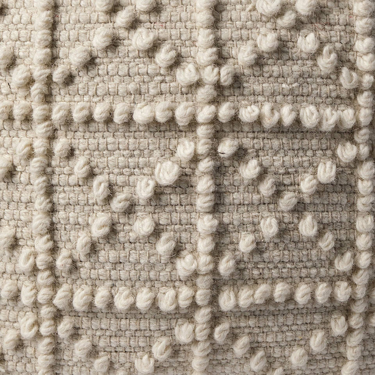 Ivory Wool Square Pouf X377617