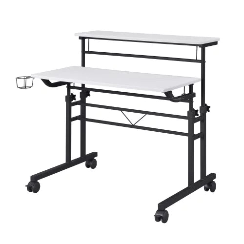 White 47 Inch Adjustable Height Standing Desk W115
