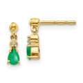 14k Yellow Gold Emerald and Diamond Dangle Earrings E3469